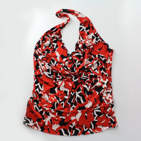 Diane Von Furstenberg Tops - Diane Von Furstenberg DVF Silk knit drape front low back halter top sz 12 floral